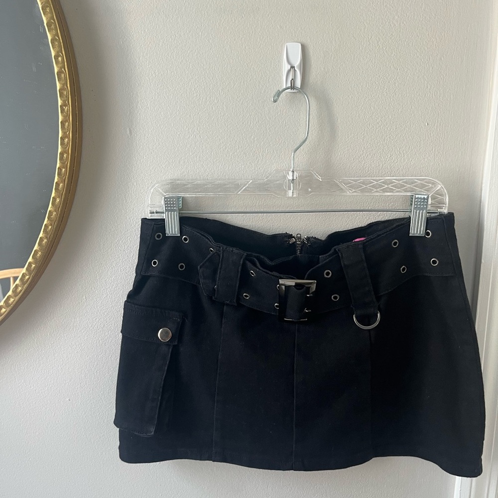 Black Cargo mini skirt